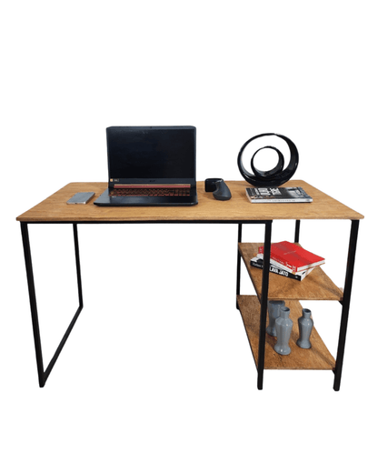 Mesa De Escritório Malbe Com Prateleiras Industrial - MetaloArt