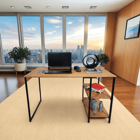 Mesa De Escritório Malbe Com Prateleiras Industrial - MetaloArt