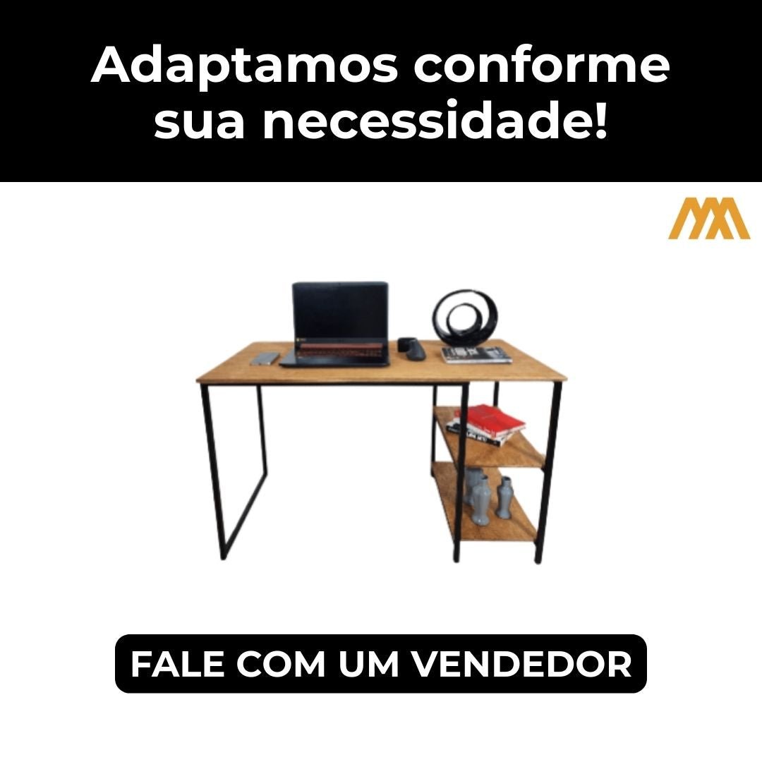 Mesa De Escritório Malbe Com Prateleiras Industrial - MetaloArt