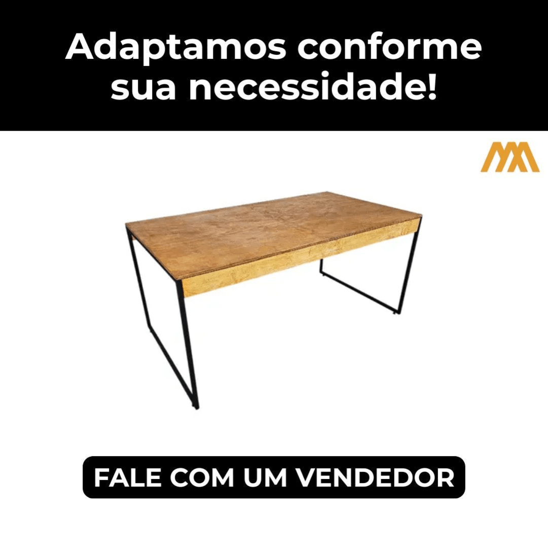 Mesa De Jantar Estilo Industrial Rústica - MetaloArt