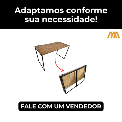 Mesa Dobrável Estilo Industrial Ônix - MetaloArt