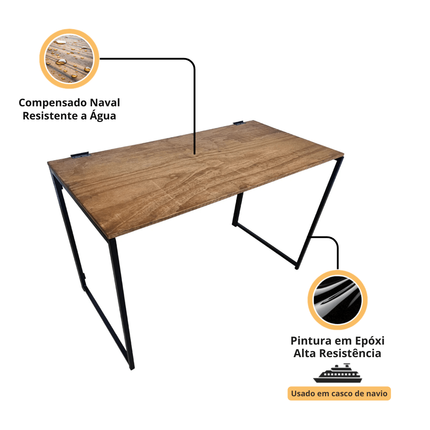 Mesa Dobrável Estilo Industrial Onix - MetaloArt