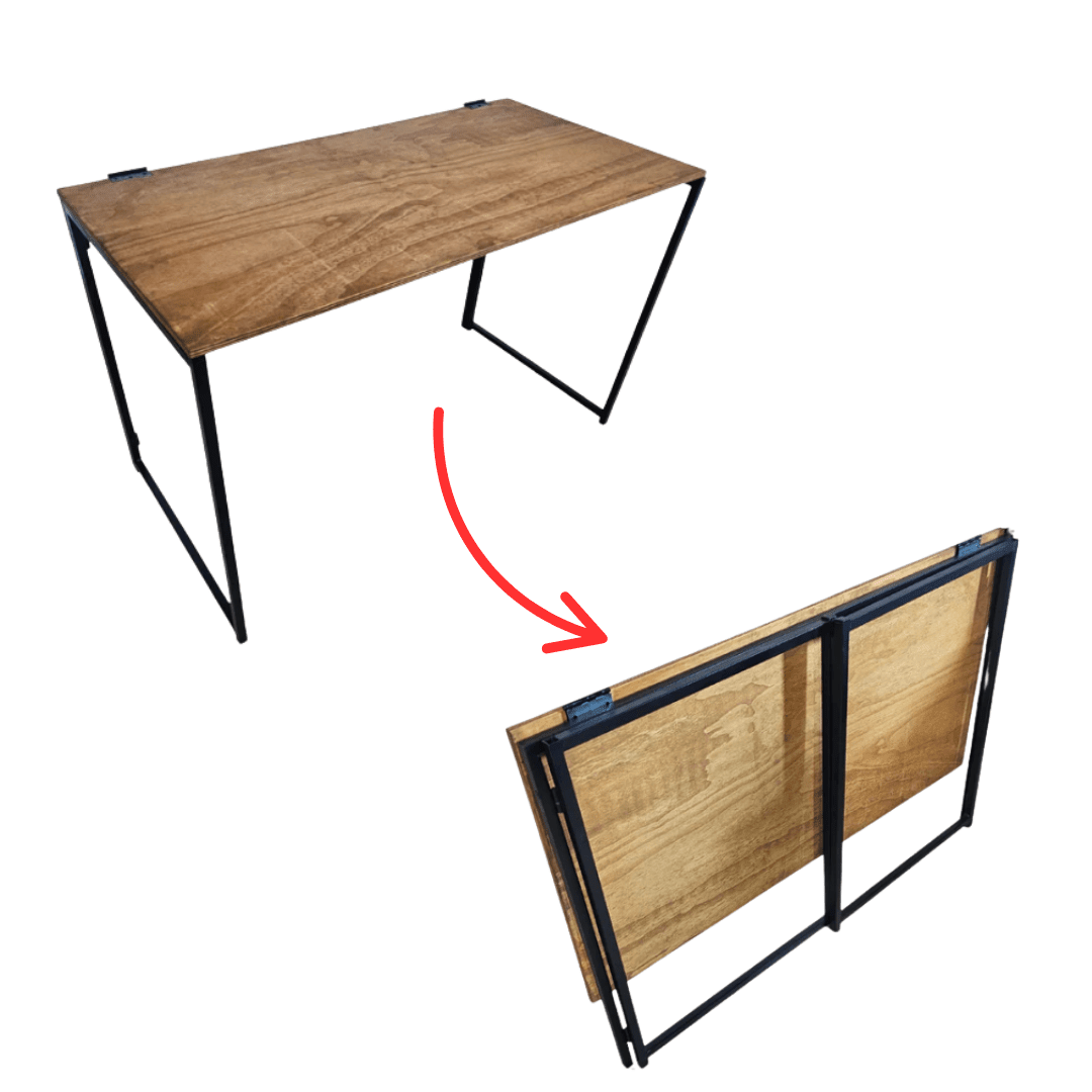 Mesa Dobrável Estilo Industrial Ônix - MetaloArt