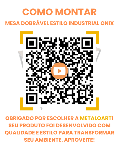Mesa Dobrável Estilo Industrial Onix - MetaloArt