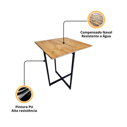 Mesa Dobravel Estilo Industrial Raar - MetaloArt