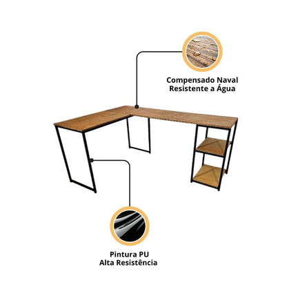 Mesa Em L industrial Resistente a Agua - MetaloArt