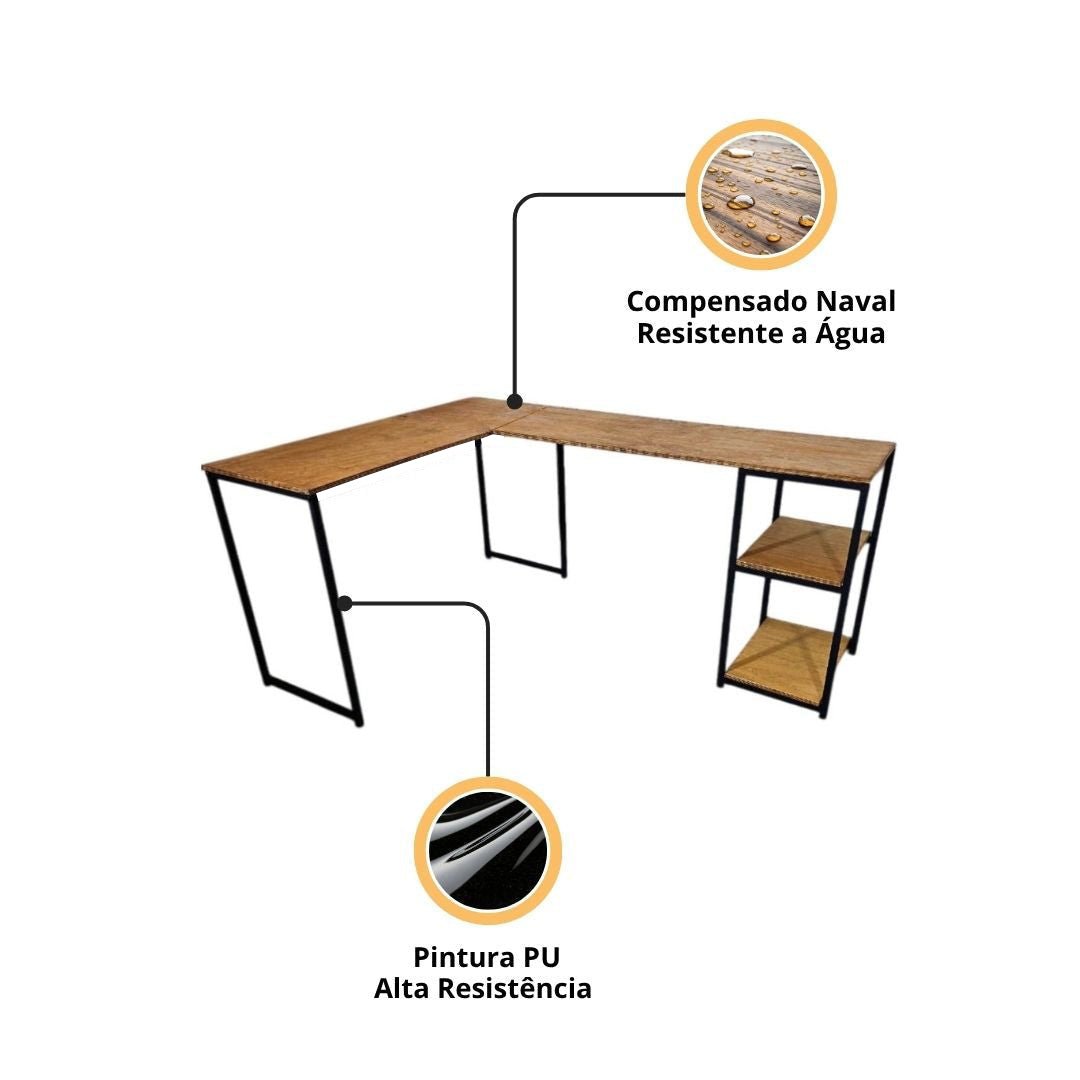 Mesa Em L industrial Resistente a Agua - MetaloArt