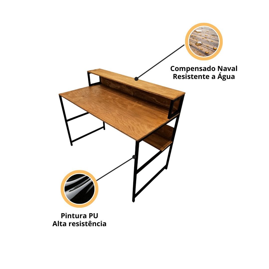Mesa escrivaninha industrial Arturo - MetaloArt
