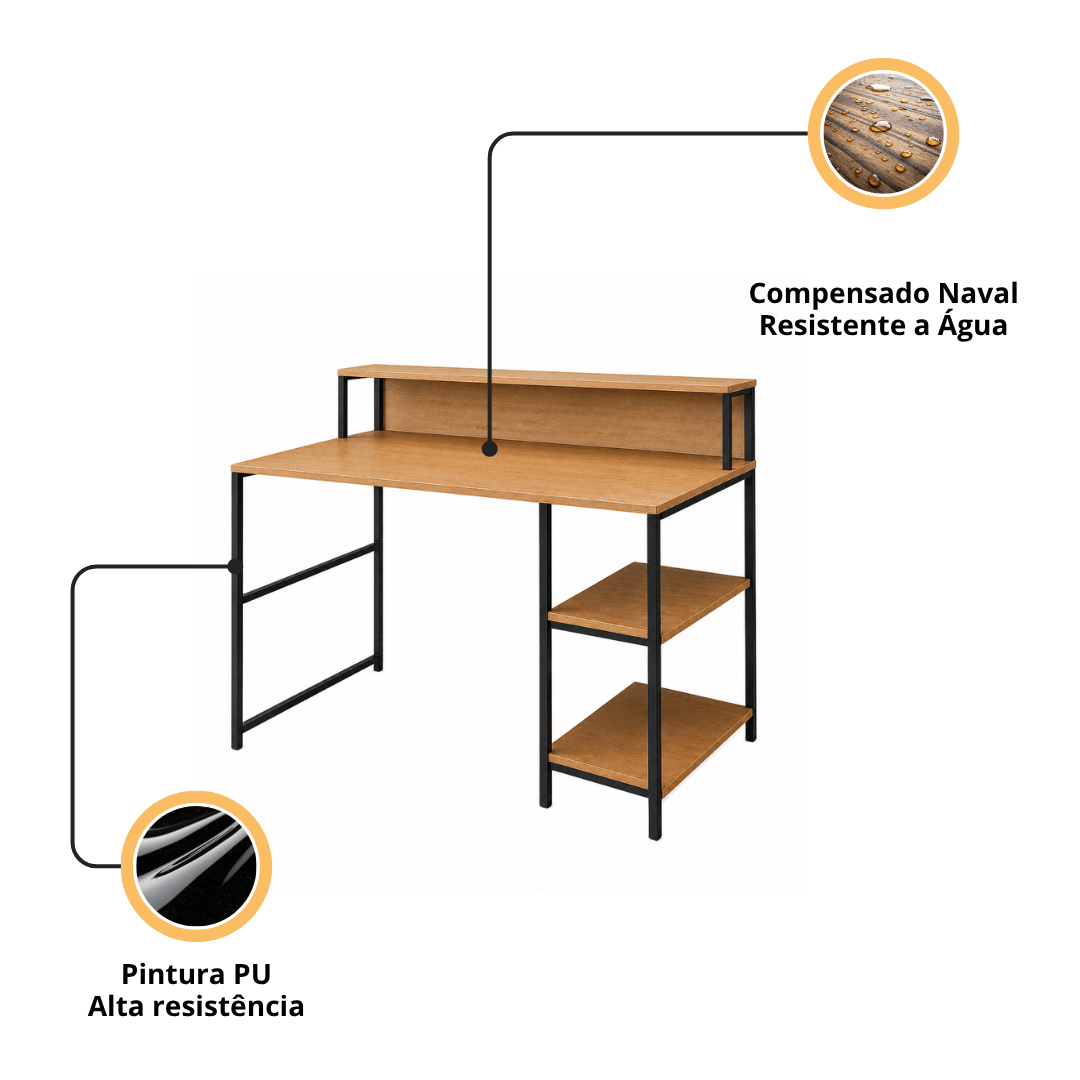 Mesa Escrivaninha Industrial Arturo Exclusive - MetaloArt