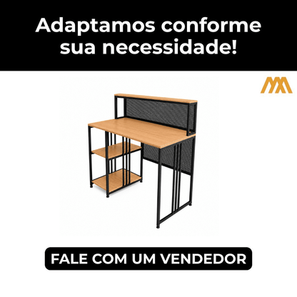 Mesa Escrivaninha Industrial Sora - MetaloArt