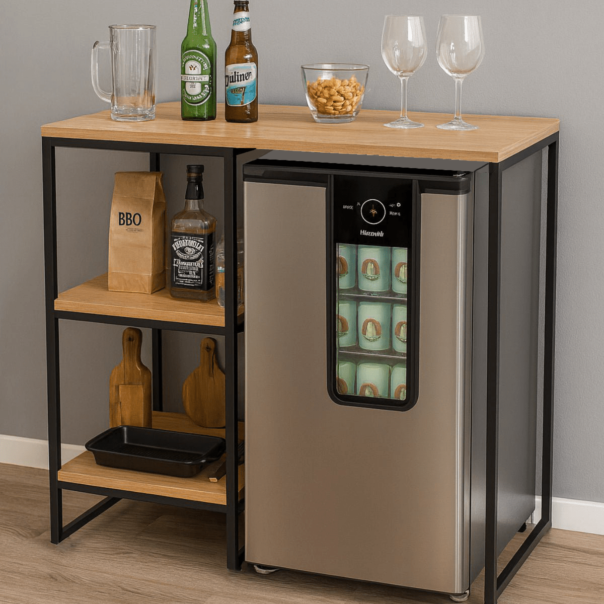 Móvel Estilo Industrial Para Frigobar Adega Cervejeira - MetaloArt