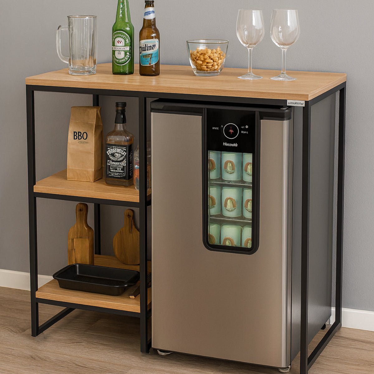 Móvel Estilo Industrial Para Frigobar Adega Cervejeira - MetaloArt