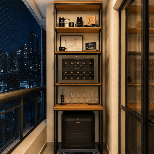 Móvel Industrial para Frigobar e Cervejeira Bordeaux - MetaloArt