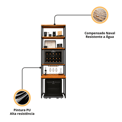 Móvel Industrial para Frigobar e Cervejeira Bordeaux - MetaloArt