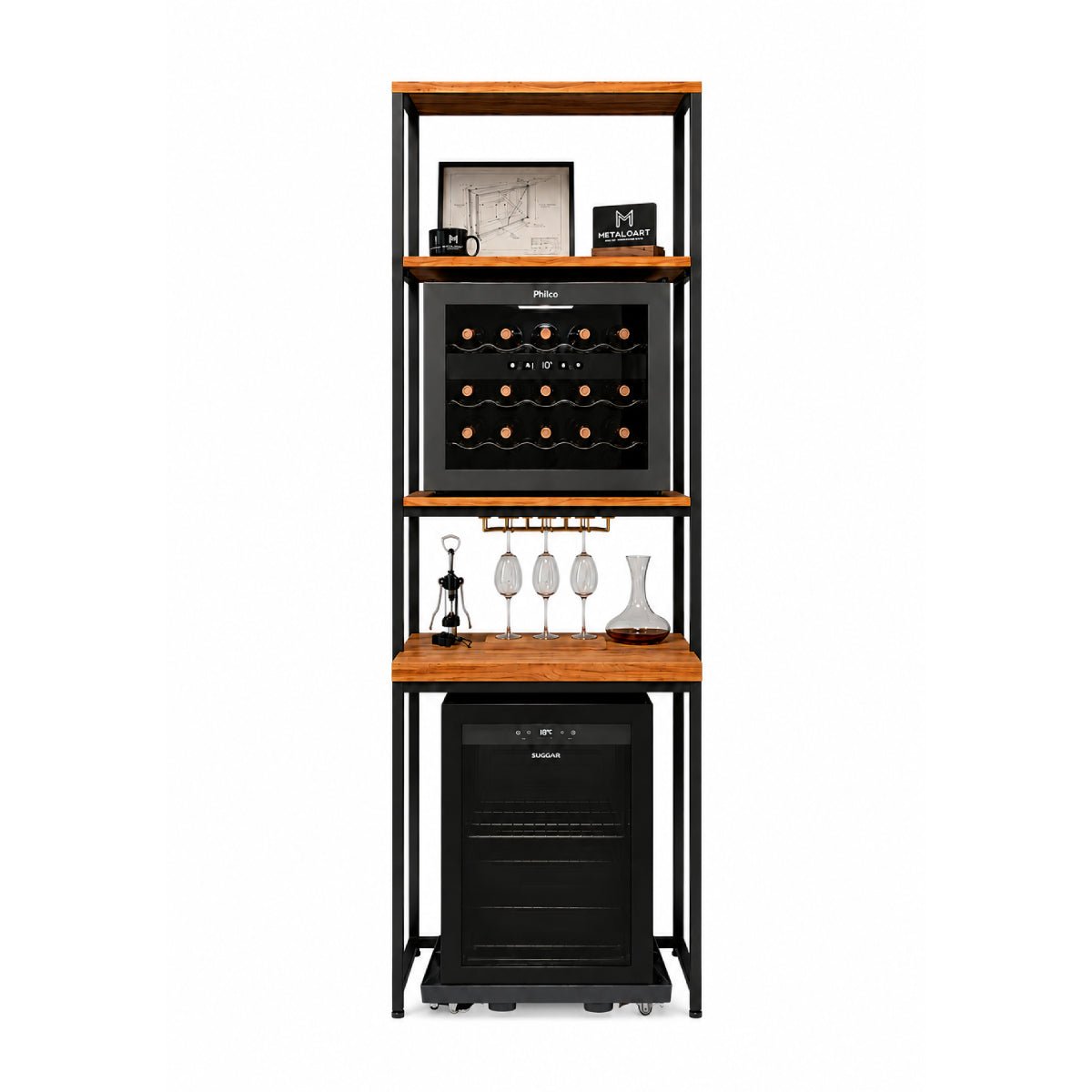 Móvel Industrial para Frigobar e Cervejeira Bordeaux - MetaloArt