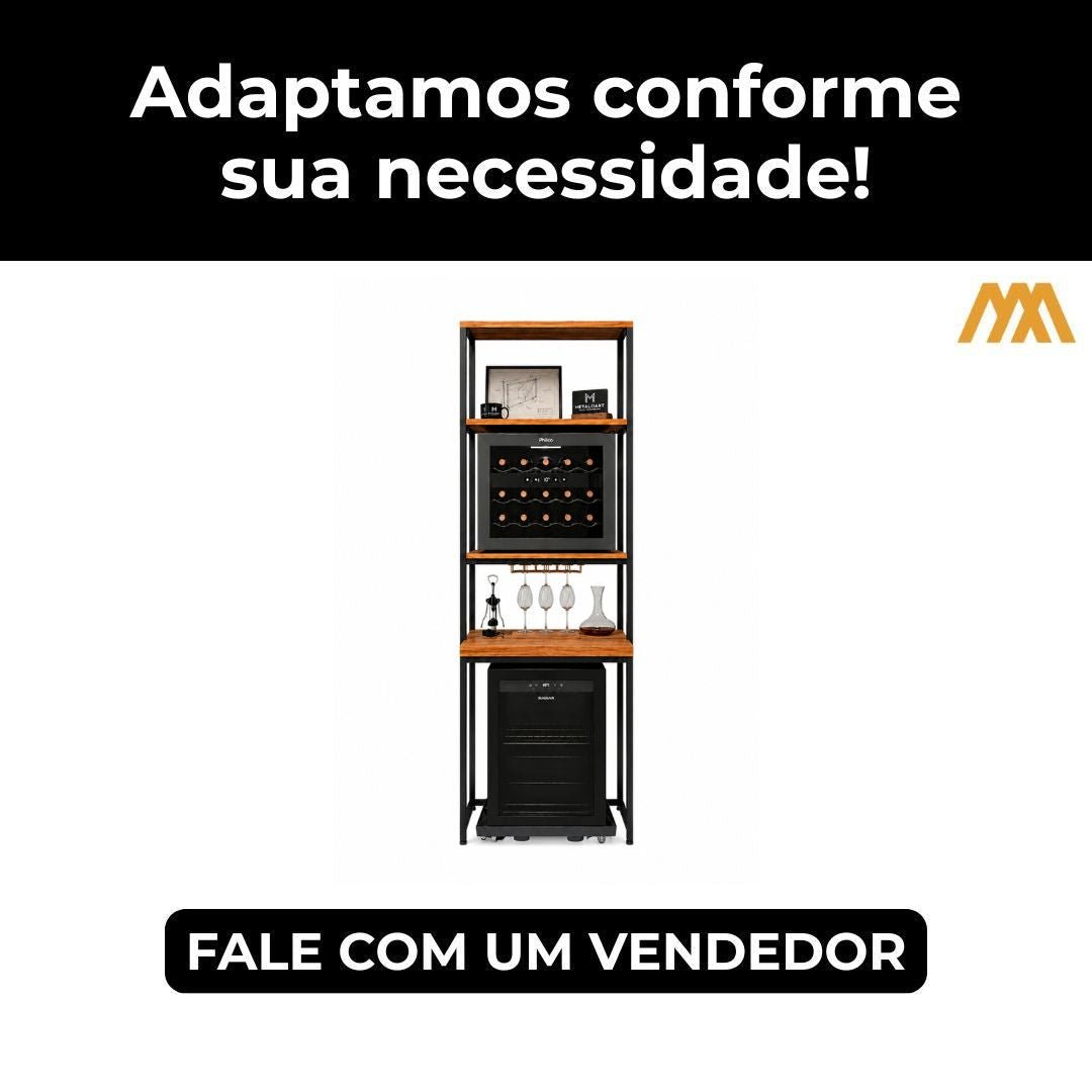 Móvel Industrial para Frigobar e Cervejeira Bordeaux - MetaloArt