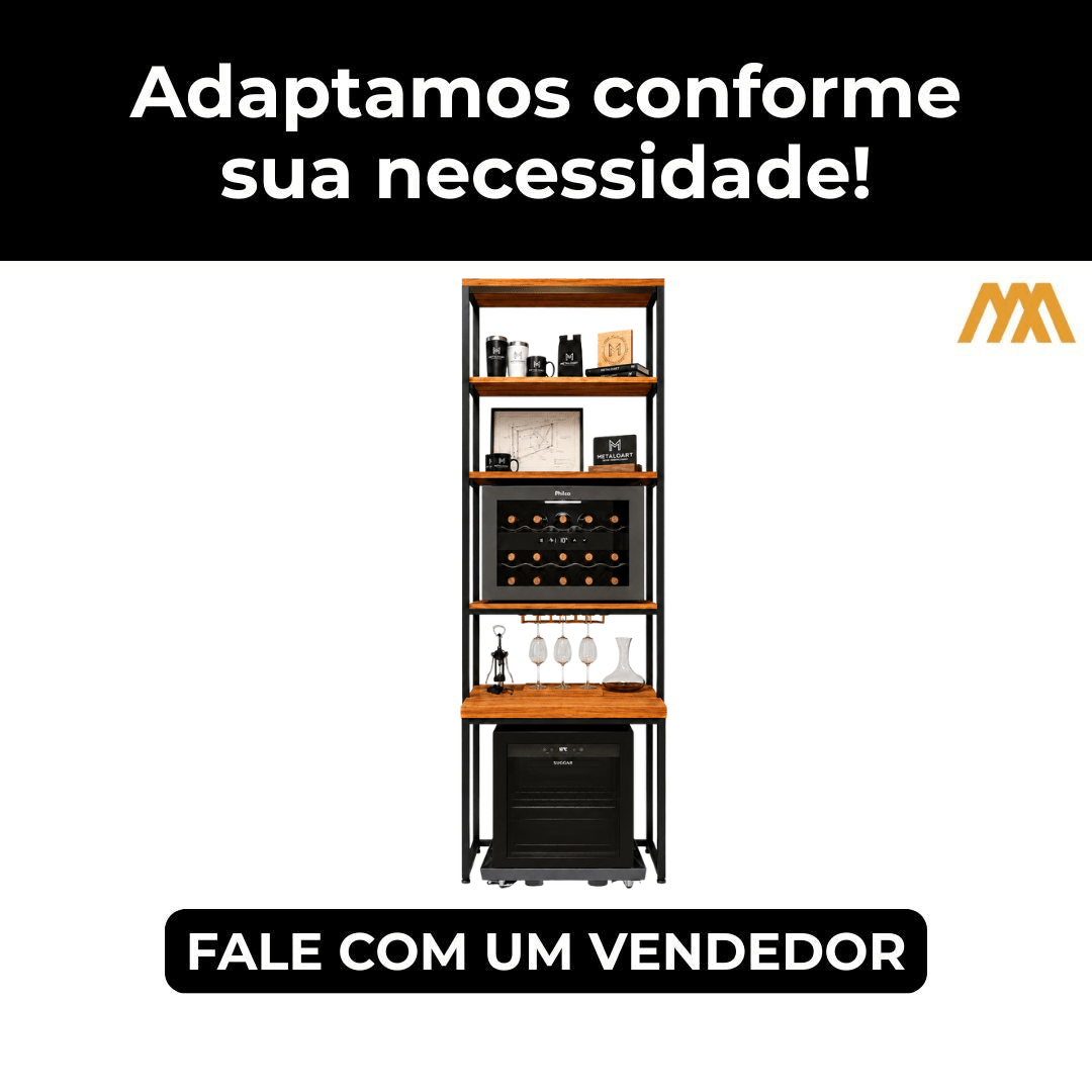 Móvel Industrial para Frigobar e Cervejeira Bordeaux - MetaloArt