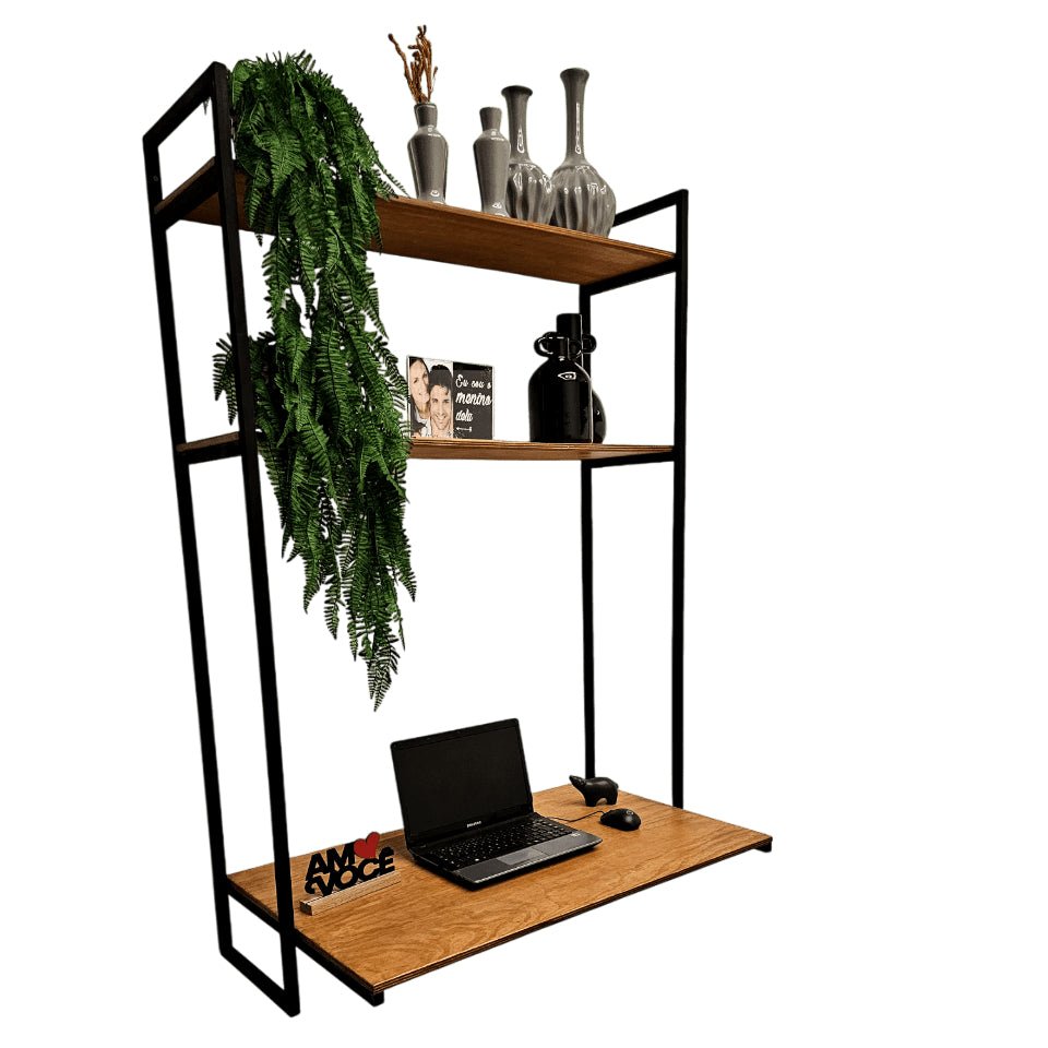 Nicho organizador e escrivaninha industrial Lauren - MetaloArt