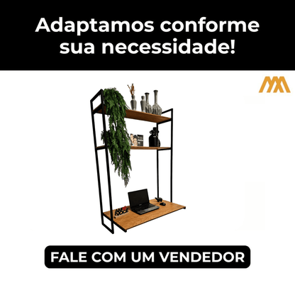 Nicho organizador e escrivaninha industrial sob medida Lauren - MetaloArt