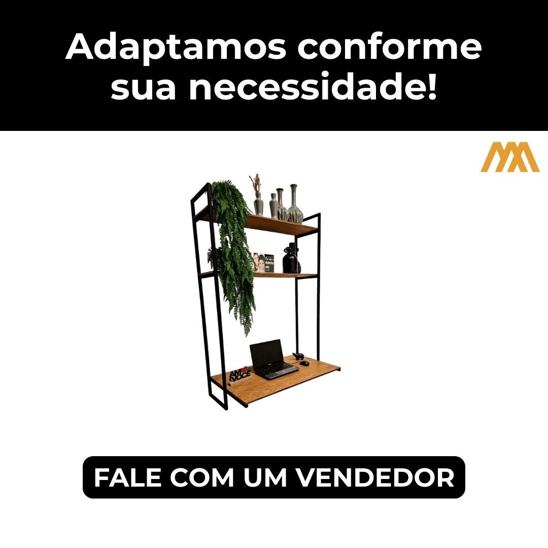 Nicho organizador e escrivaninha industrial Lauren - MetaloArt