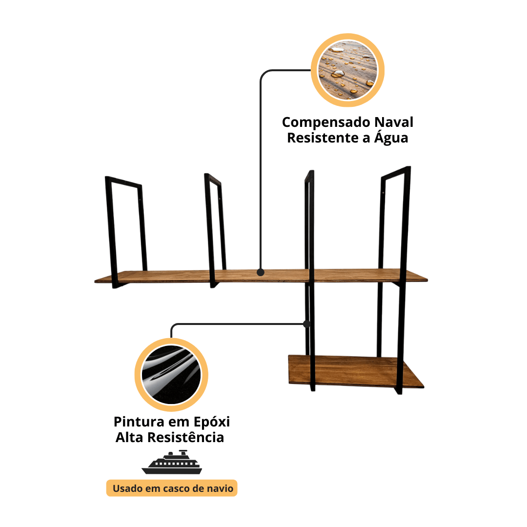 prateleira comercial/residencial mess parede ou suspensa - My Store