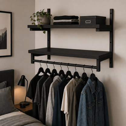 Prateleira Industrial com Cabideiro Zayn - MetaloArt