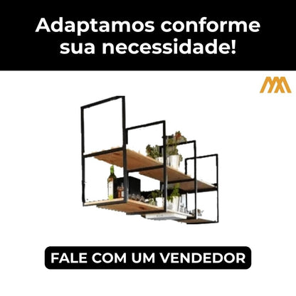 Prateleira industrial cozinha suspensa Miquely - MetaloArt