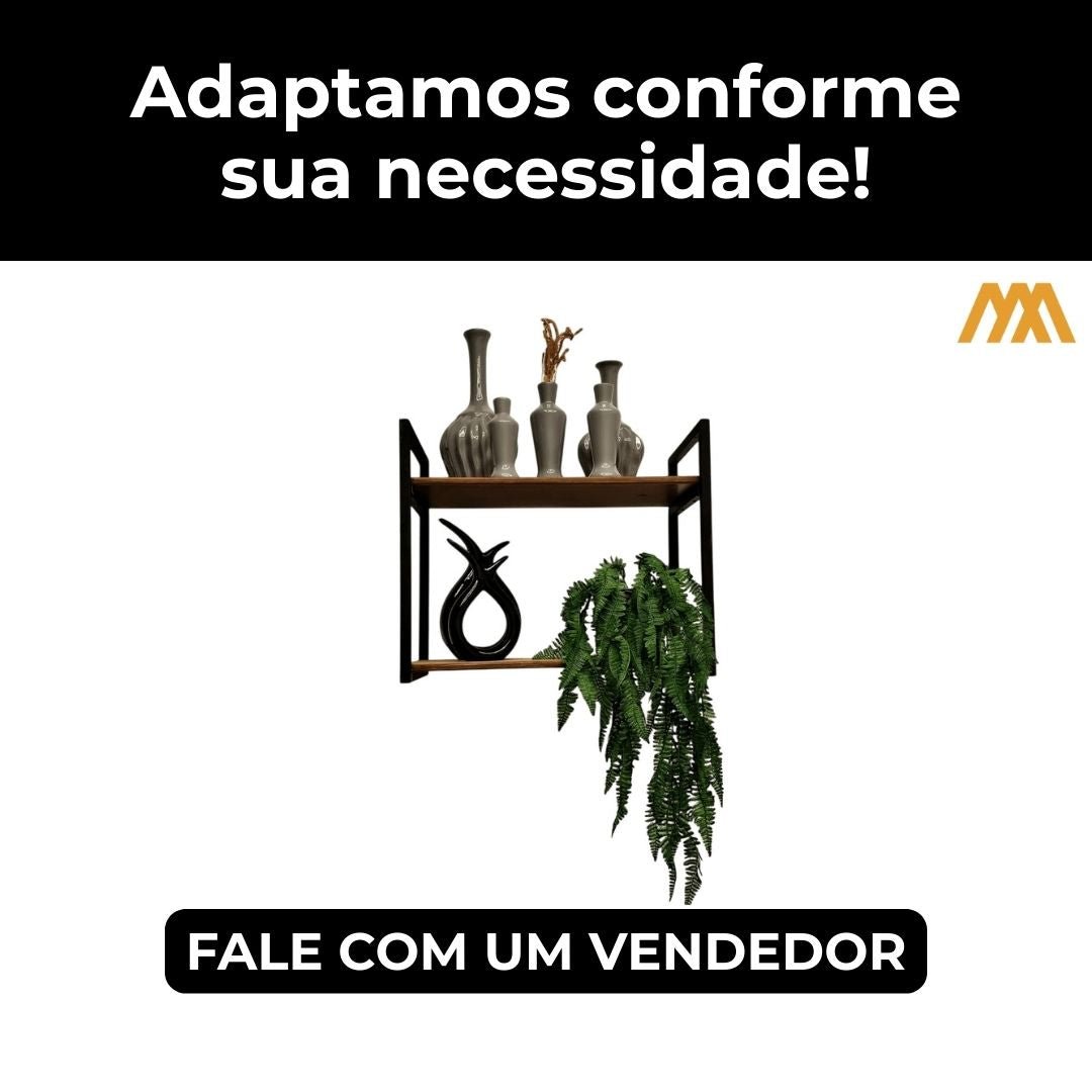 Prateleira industrial Lucy parede ou suspensa - MetaloArt