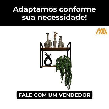 Prateleira industrial Lucy parede ou suspensa - MetaloArt