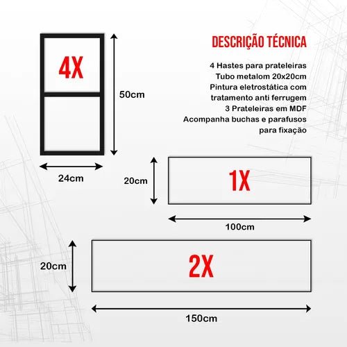 prateleira industrial parede barr 02 - My Store