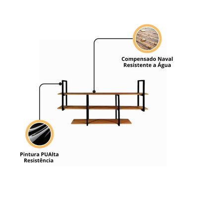 Prateleira industrial parede Barr 02 - MetaloArt