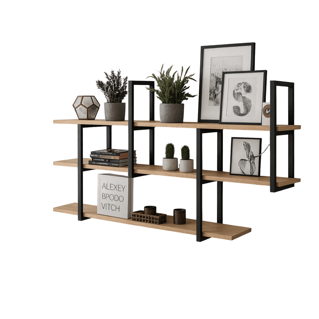 Prateleira industrial parede Barr 120 x 88 x 20 - MetaloArt
