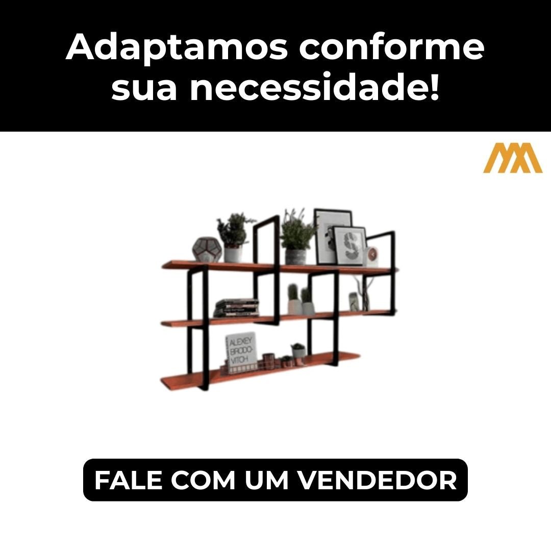 Prateleira industrial parede Barr 120 x 88 x 20 - MetaloArt