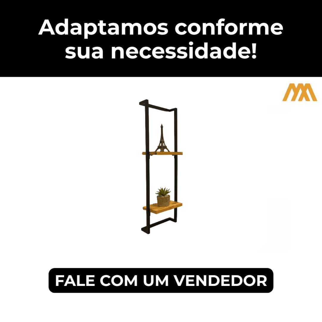 Prateleira industrial parede Sote - MetaloArt