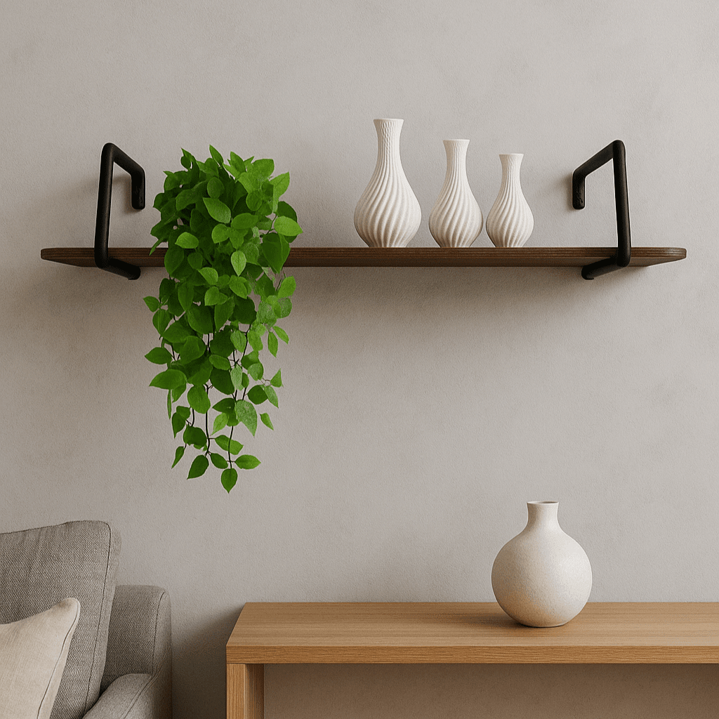 Ambiente com a Prateleira industrial parede Stylus - MetaloArt