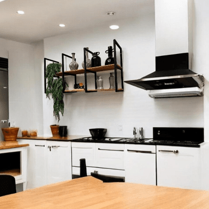 Prateleira Industrial Suspensa para Cozinha Miquely - MetaloArt